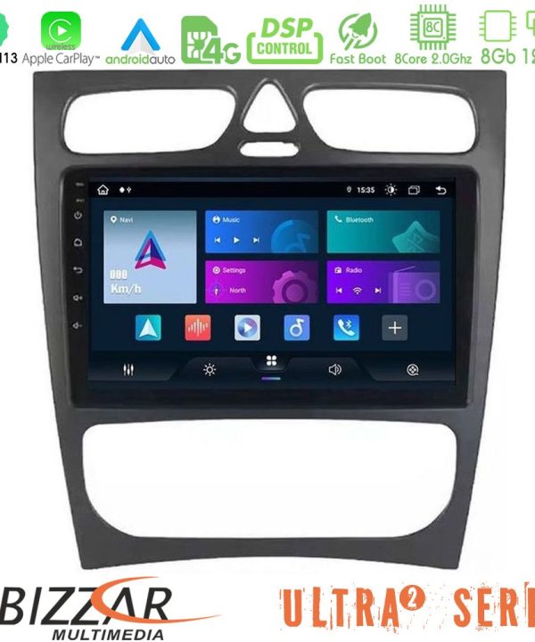 Kimpiris - Bizzar Ultra Series Mercedes C Class (W203) 8core Android13 8+128GB Navigation Multimedia Tablet 9"