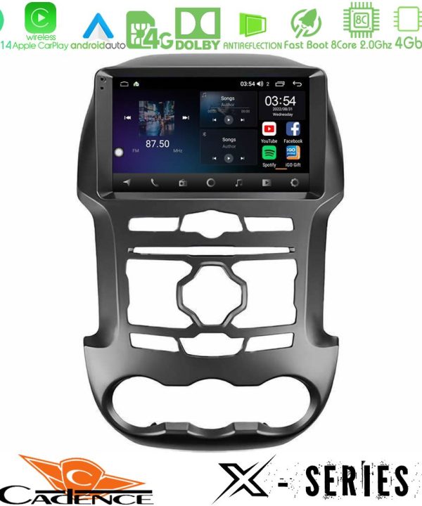 Kimpiris - Cadence X Series Ford Ranger 2012-2016 8Core Android 14 4+64GB Navigation Multimedia Tablet 9"