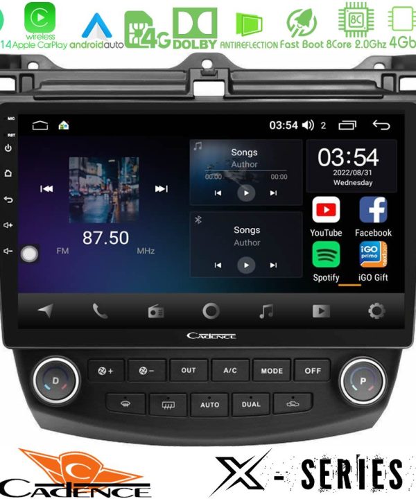 Kimpiris - Cadence X Series Honda Accord 2002-2008 8core Android 14 4+64GB Navigation Multimedia Tablet 10"