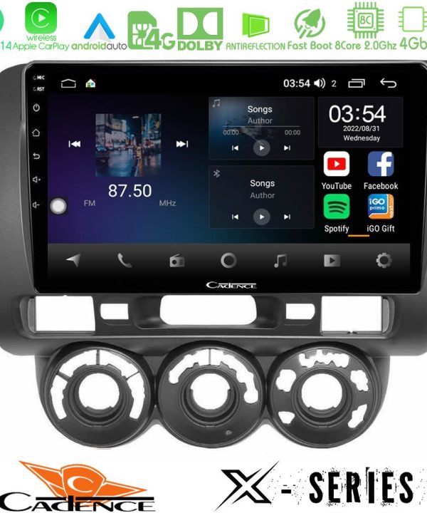 Kimpiris - Cadence X Series Honda Jazz 2002-2008 (Manual A/C) 8core Android 14 4+64GB Navigation Multimedia Tablet 9"
