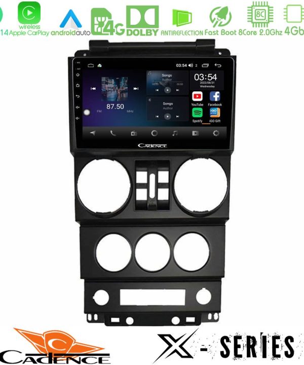 Kimpiris - Cadence X Series Jeep Wrangler 2008-2010 8core Android 14 4+64GB Navigation Multimedia Tablet 9"