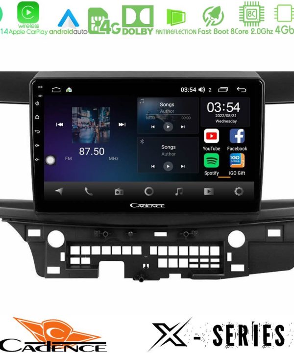 Kimpiris - Cadence X Series Mitsubishi Lancer 2008 – 2015 8core Android 14 4+64GB Navigation Multimedia Tablet 10"