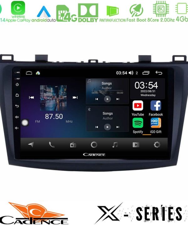 Kimpiris - Cadence X Series Mazda 3 2009-2014 8core Android 14 4+64GB Navigation Multimedia Tablet 9"