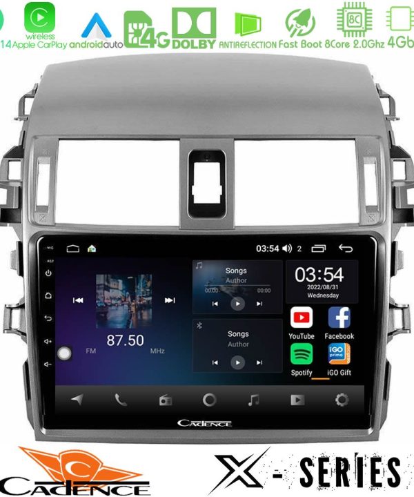 Kimpiris - Cadence X Series Toyota Corolla 2008-2010 8core Android 14 4+64GB Navigation Multimedia Tablet 9"
