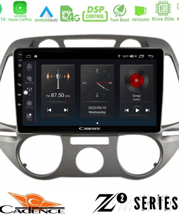 Kimpiris - Cadence Z2 Series 8Core Android14 4+64GB  Hyundai i20 2009-2012 Manual A/C Navigation Multimedia Tablet 9" Με Carplay & Android Auto