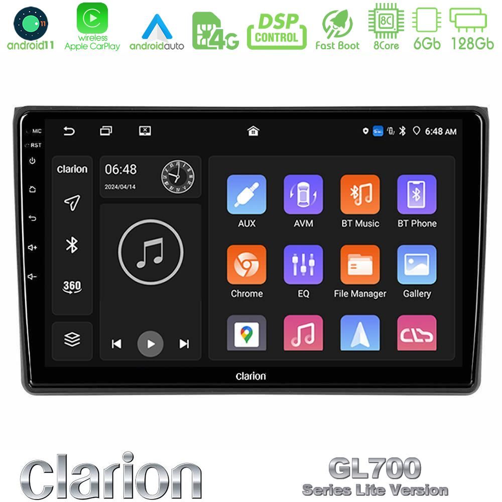 Kimpiris - Clarion GL700 Lite Series 8Core Android11 6+128GB Audi A4 B7 Navigation Multimedia Tablet 9" Με Carplay & Android Auto