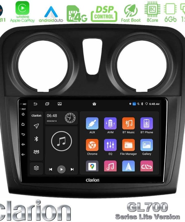 Kimpiris - Clarion GL700 Lite Series 8Core Android11 6+128GB Dacia Sandero/Dokker 2014-2020 Navigation Multimedia Tablet 9" Με Carplay & Android Auto