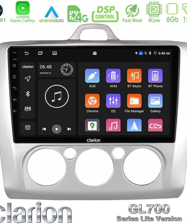 Kimpiris - Clarion GL700 Lite Series 8Core Android11 6+128GB Ford Focus Manual AC Navigation Multimedia Tablet 9" Με Carplay & Android Auto