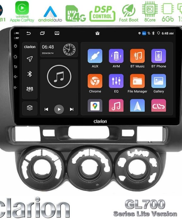 Kimpiris - Clarion GL700 Lite Series 8Core Android11 6+128GB Honda Jazz 2002-2008 (Manual A/C) Navigation Multimedia Tablet 9" Με Carplay & Android Auto
