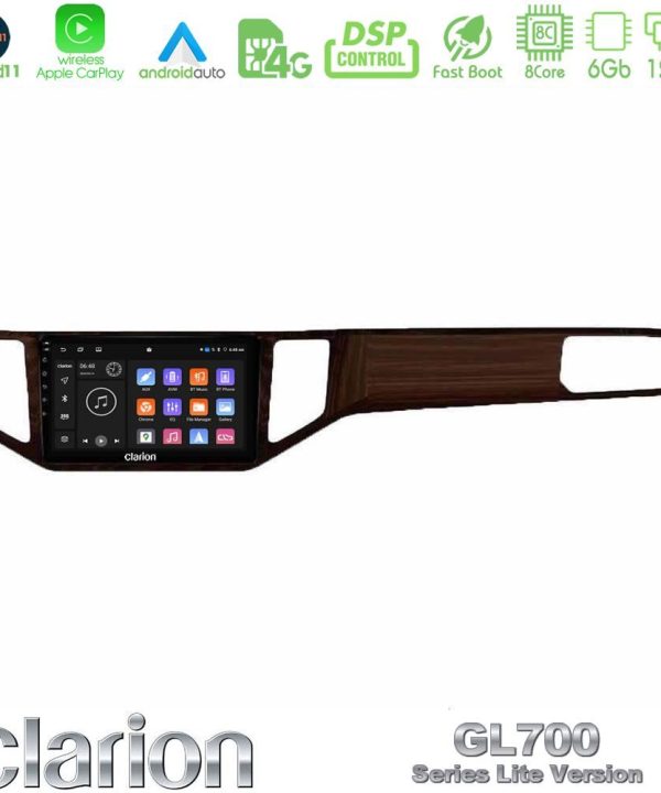 Kimpiris - Clarion GL700 Lite Series 8Core Android11 6+128GB VW Sportsvan 2014-2020 Navigation Multimedia Tablet 9" (Ξύλινη απόχρωση) Με Carplay & Android Auto