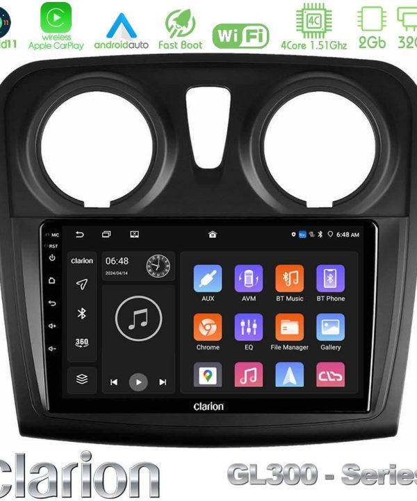 Kimpiris - Clarion GL300 Series 4Core Android11 2+32GB Dacia Sandero/Dokker 2014-2020 Navigation Multimedia Tablet 9" Με Carplay & Android Auto