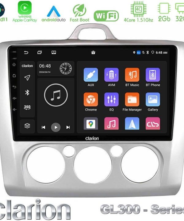 Kimpiris - Clarion GL300 Series 4Core Android11 2+32GB Ford Focus Manual AC Navigation Multimedia Tablet 9" Με Carplay & Android Auto