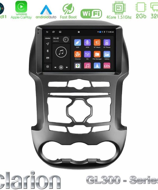 Kimpiris - Clarion GL300 Series 4Core Android11 2+32GB Ford Ranger 2012-2016 Navigation Multimedia Tablet 9" Με Carplay & Android Auto