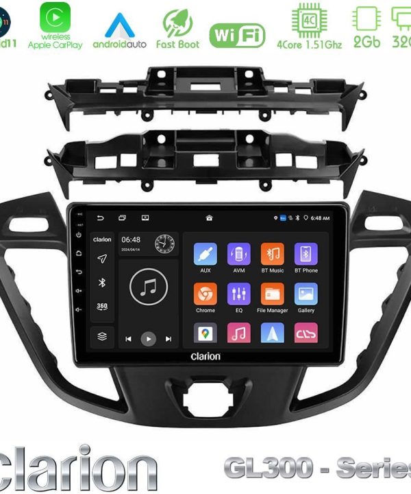 Kimpiris - Clarion GL300 Series 4Core Android11 2+32GB Ford Transit Custom/Tourneo Custom Navigation Multimedia Tablet 9" Με Carplay & Android Auto