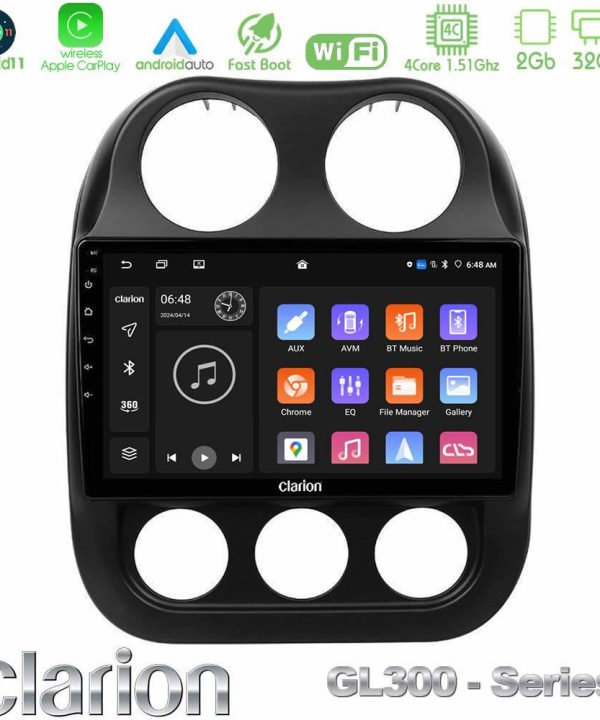 Kimpiris - Clarion GL300 Series 4Core Android11 2+32GB Jeep Compass 2012-2016 Navigation Multimedia Tablet 10" Με Carplay & Android Auto
