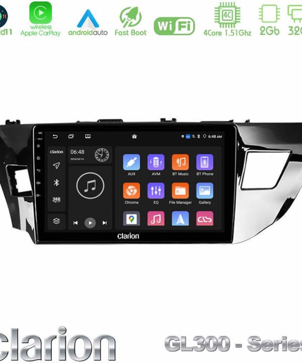 Kimpiris - Clarion GL300 Series 4Core Android11 2+32GB Toyota Corolla 2014-2016 Navigation Multimedia Tablet 10" Με Carplay & Android Auto