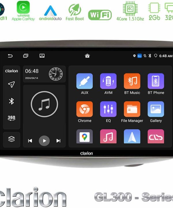 Kimpiris - Clarion GL300 Series 4Core Android11 2+32GB Toyota Yaris 1999 - 2006 Navigation Multimedia Tablet 9" Με Carplay & Android Auto