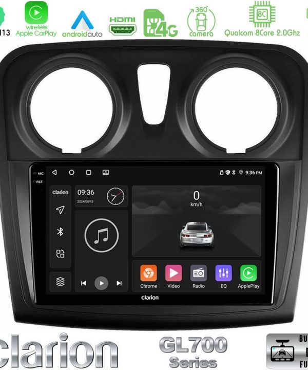 Kimpiris - Clarion GL700 Series 8Core Android13 4+64GB Dacia Dokker 2014-2021 Navigation Multimedia Tablet 9" Με Carplay & Android Auto