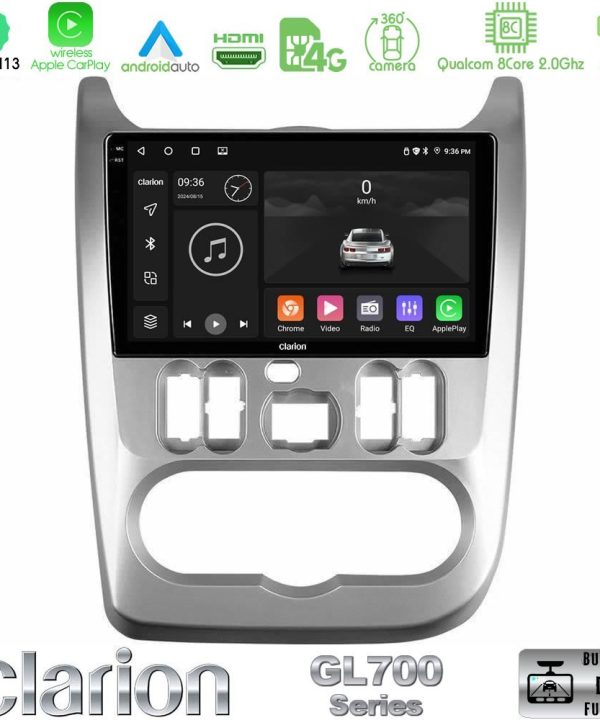 Kimpiris - Clarion GL700 Series 8Core Android13 4+64GB Dacia Duster/Sandero/Logan Navigation Multimedia Tablet 9" Με Carplay & Android Auto