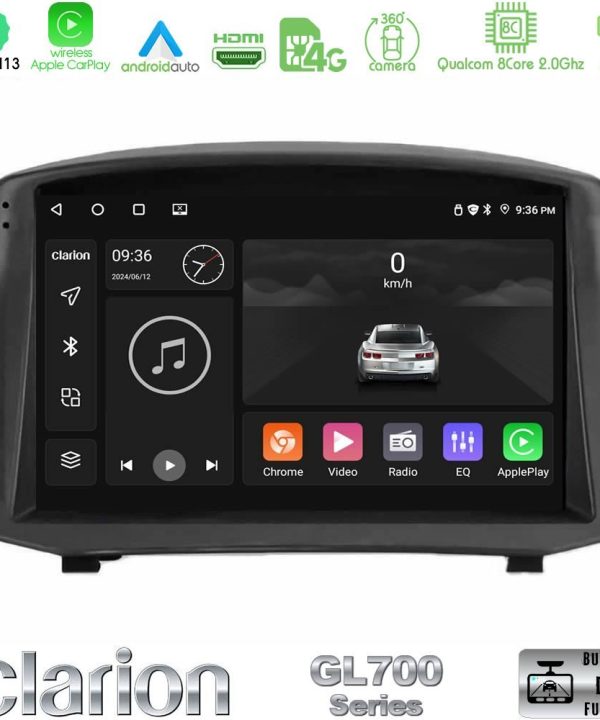 Kimpiris - Clarion GL700 Series 8Core Android13 4+64GB Ford Fiesta 2008-2016 Navigation Multimedia Tablet 9" (Oem Style) Με Carplay & Android Auto