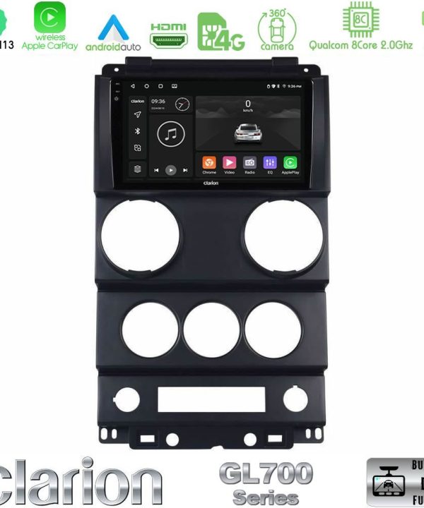 Kimpiris - Clarion GL700 Series 8Core Android13 4+64GB Jeep Wrangler 2Door 2008-2010 Navigation Multimedia Tablet 9" Με Carplay & Android Auto