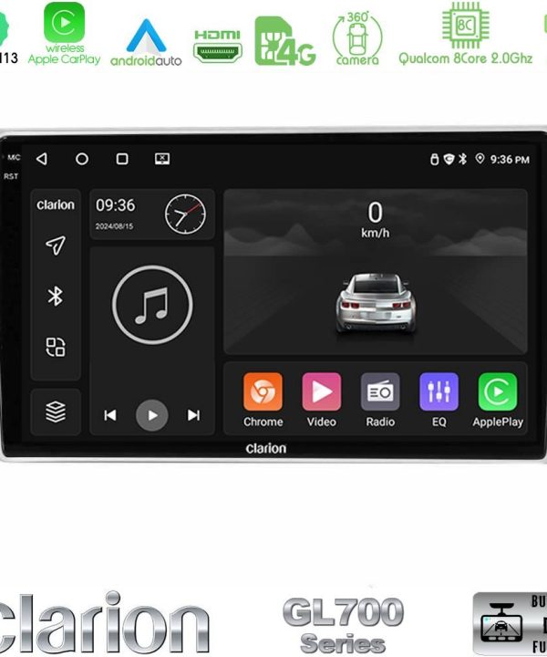 Kimpiris - Clarion GL700 Series 8Core Android13 4+64GB Toyota Avensis T25 02/2003–2008 Navigation Multimedia Tablet 9" Με Carplay & Android Auto