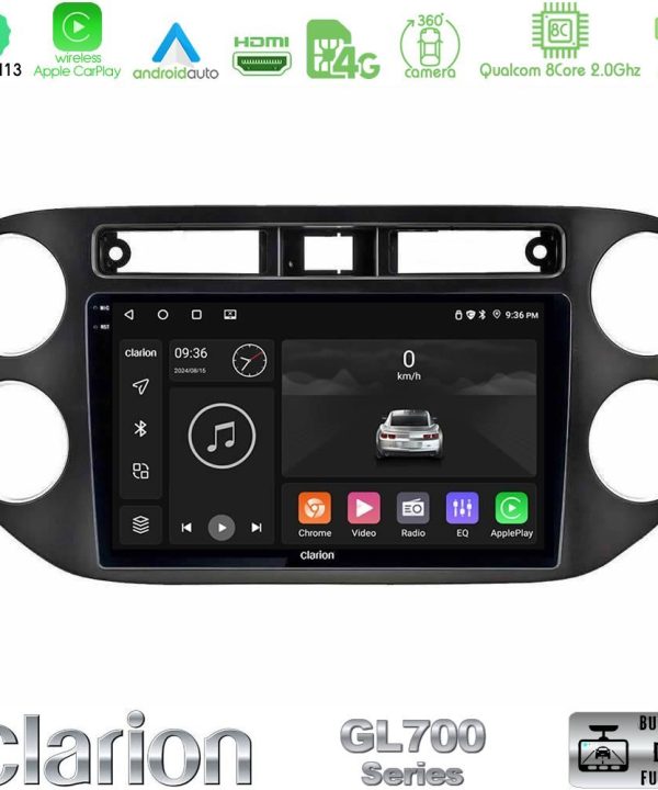 Kimpiris - Clarion GL700 Series 8Core Android13 4+64GB VW Tiguan Navigation Multimedia Tablet 9" (23mm alarm button) Με Carplay & Android Auto