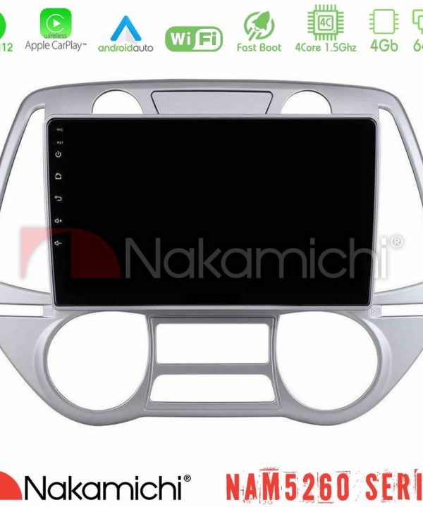 Kimpiris - Nakamichi NAM5260 Series 4Core Android12 4+64GB Hyundai i20 2009-2012 Auto A/C Navigation Multimedia Tablet 9" Με Carplay & Android Auto