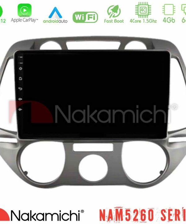 Kimpiris - Nakamichi NAM5260 Series 4Core Android12 4+64GB Hyundai i20 2009-2012 Manual A/C Navigation Multimedia Tablet 9" Με Carplay & Android Auto