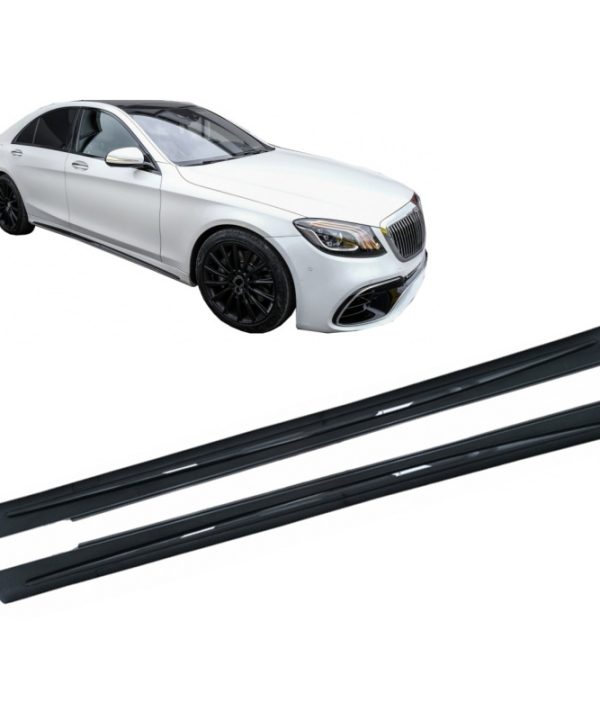 Kimpiris - Πλαινά Μασπιέ Για Mercedes S-Class W222 13-17 Facelift Long Version Μαύρα Με Μαύρο Τριμ Night Package Amg 63 Look 2pcs