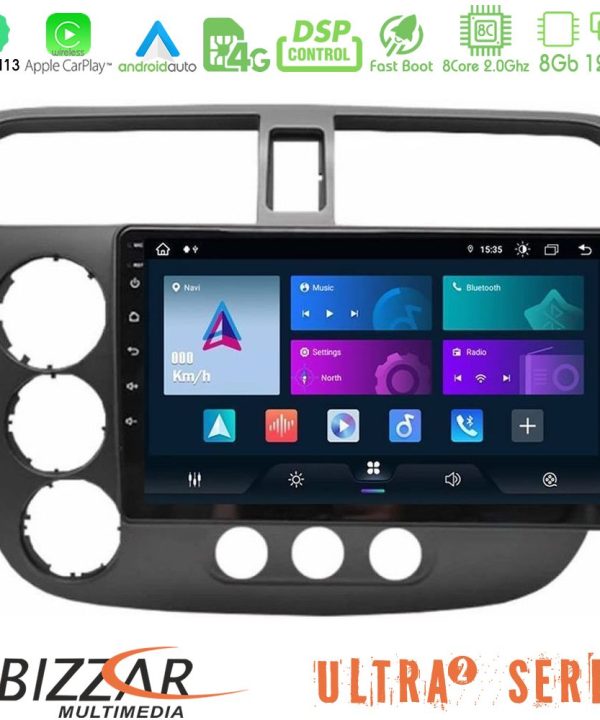 Kimpiris - Bizzar Ultra Series Honda Civic 2001-2005 8core Android13 8+128GB Navigation Multimedia Tablet 9"