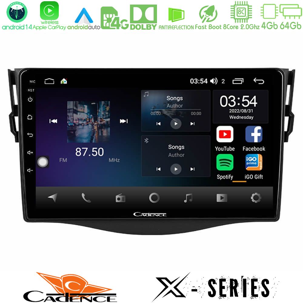 Kimpiris - Cadence X Series Toyota RAV4 8core Android 14 4+64GB Navigation Multimedia 9"