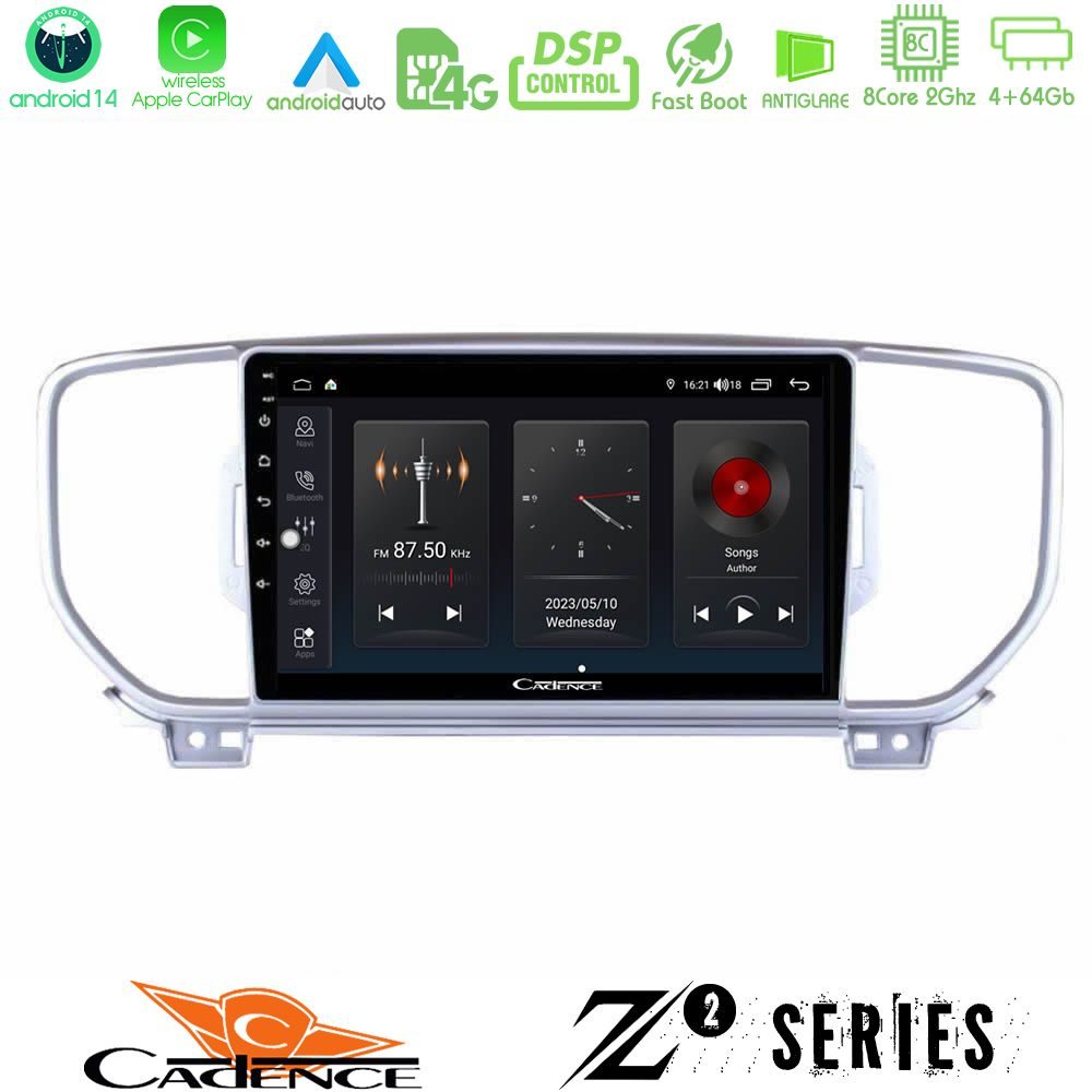 Kimpiris - Cadence Z2 Series 8Core Android14 4+64GB Kia Sportage 2016-2018 Navigation Multimedia Tablet 9" Με Carplay & Android Auto