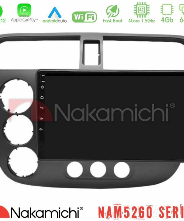 Kimpiris - Nakamichi NAM5260 Series 4Core Android12 4+64GB Honda Civic 2001-2005 Navigation Multimedia Tablet 9" Με Carplay & Android Auto