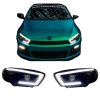 Kimpiris - Μπροστινά Φανάρια Set Για Vw Scirocco 08-14 DRL Dynamic  Μαύρα H7/H1 Με Μοτέρ Sonar