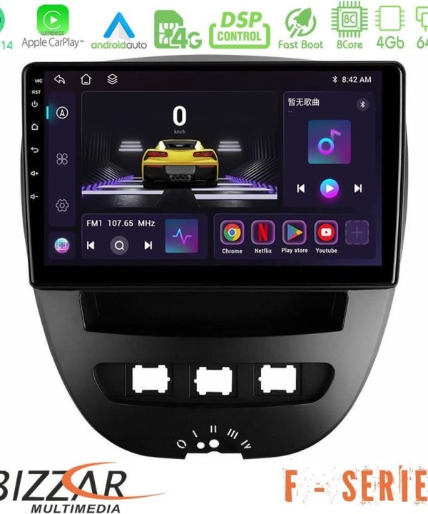 Kimpiris - Bizzar F Series 8Core Android14 4+64GB  Toyota Aygo/Citroen C1/Peugeot 107 Navigation Multimedia Tablet 10" Με Carplay & Android Auto