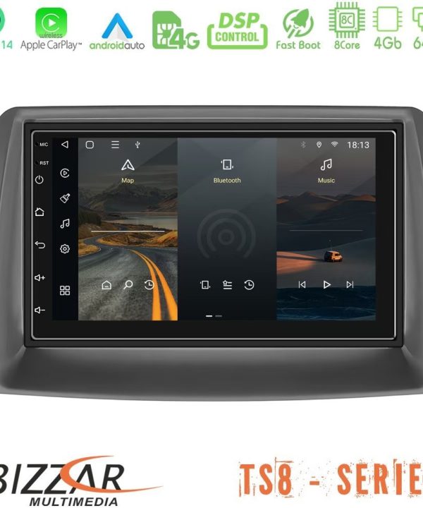Kimpiris - Bizzar Fiat Panda 2003-2012 8core Android14 4+64GB Navigation Multimedia Deckless 7" με Carplay/AndroidAuto (OEM Style)