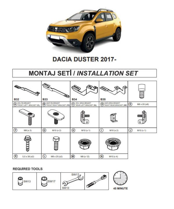 Kimpiris - Βάσεις Πλαινών Σκαλοπατιών (Dma) Για Dacia Duster 2018- Suv Hm