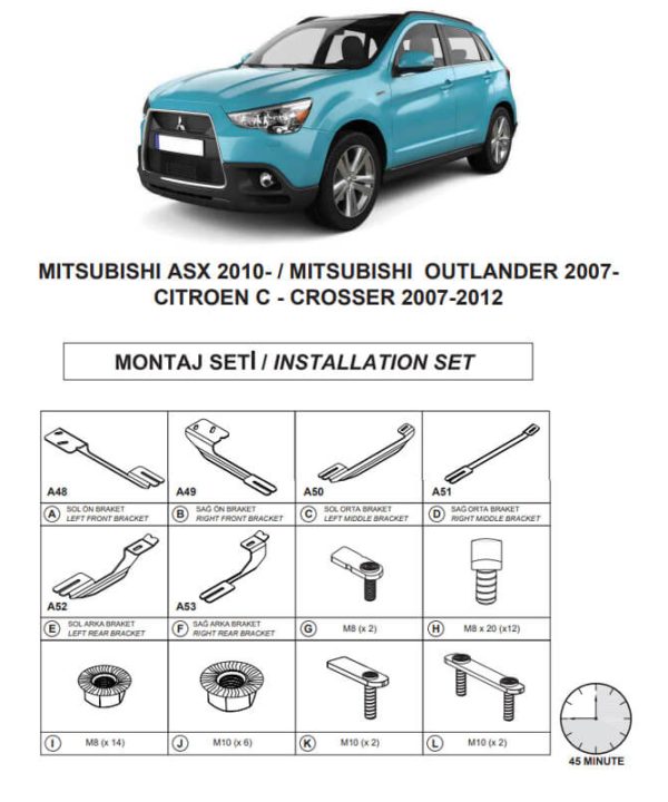 Kimpiris - Βάσεις Πλαινών Σκαλοπατιών (Dma) Για Mitsubishi Asx 2010-2023 Suv X / Citroen C-Crosser Suv 2007-2012