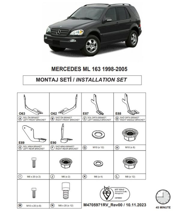 Kimpiris - Βάσεις Πλαινών Σκαλοπατιών (Alm-Sr-Rl-Ln-Da) Για Mercedes-Benz M-Class 1997-2005 Suv W163