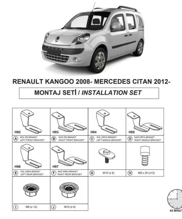 Kimpiris - Βάσεις Πλαινών Σκαλοπατιών (Dma) Για Mercedes-Benz Citan 2013-2021 Mvn W415 / Renault Kangoo 2008-2015