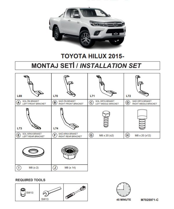 Kimpiris - Βάσεις Πλαινών Σκαλοπατιών (Dma) Για Toyota Hilux 2015- Pk An120