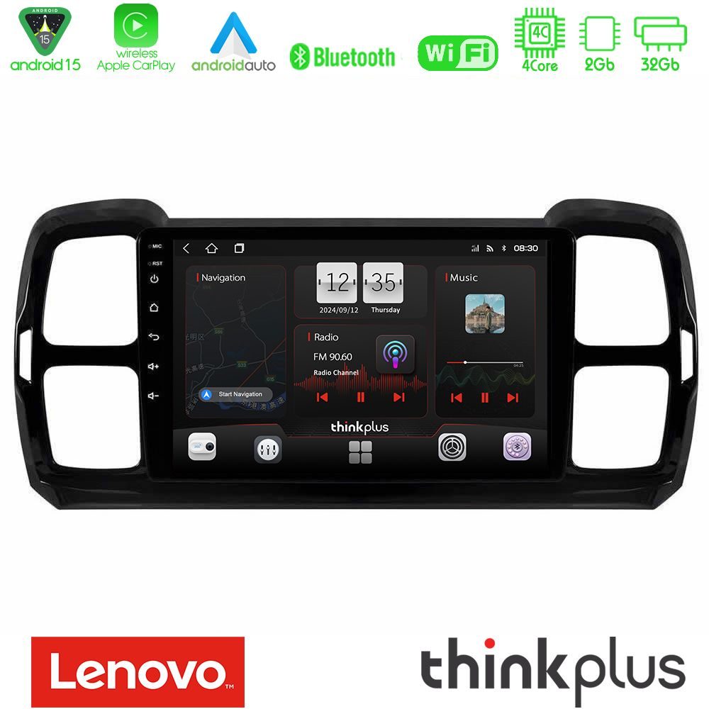 Kimpiris - Lenovo Thinkplus Series 4Core Android15 2+32GB Citroen DS5 Aircross 2017-2021 Navigation Multimedia Tablet 9" Με Carplay & Android Auto Με Carplay & Android Auto