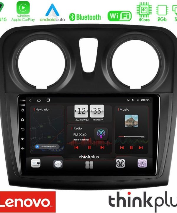 Kimpiris - Lenovo Thinkplus Series 4Core Android15 2+32GB     Dacia Dokker 2014-2021 Navigation Multimedia Tablet 9"  Με Carplay & Android Auto