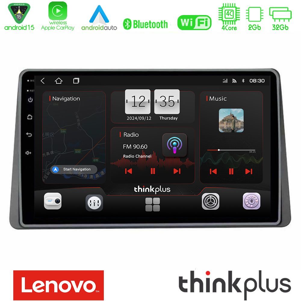Kimpiris - Lenovo Thinkplus Series 4Core Android15 2+32GB Dacia Duster 2019-> Navigation Multimedia Tablet 10" Με Carplay & Android Auto