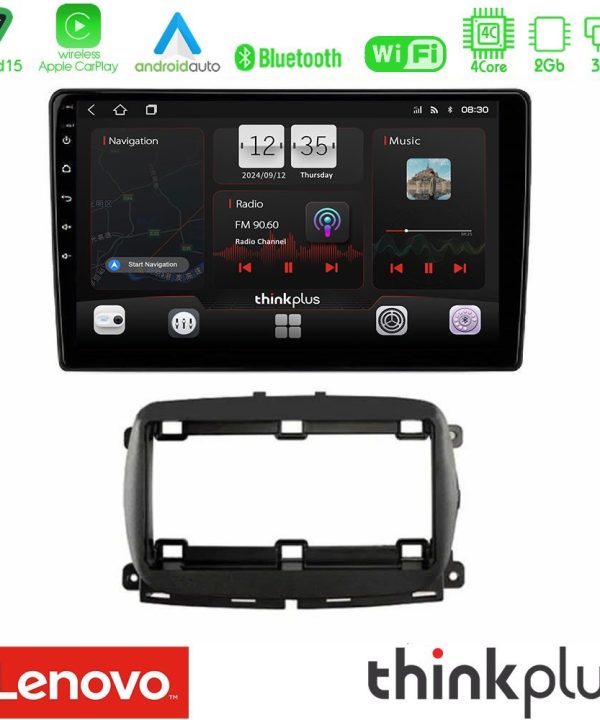 Kimpiris - Lenovo Thinkplus Series 4Core Android15 2+32GB   Fiat 500 2016> Navigation Multimedia Tablet 9" Με Carplay & Android Auto