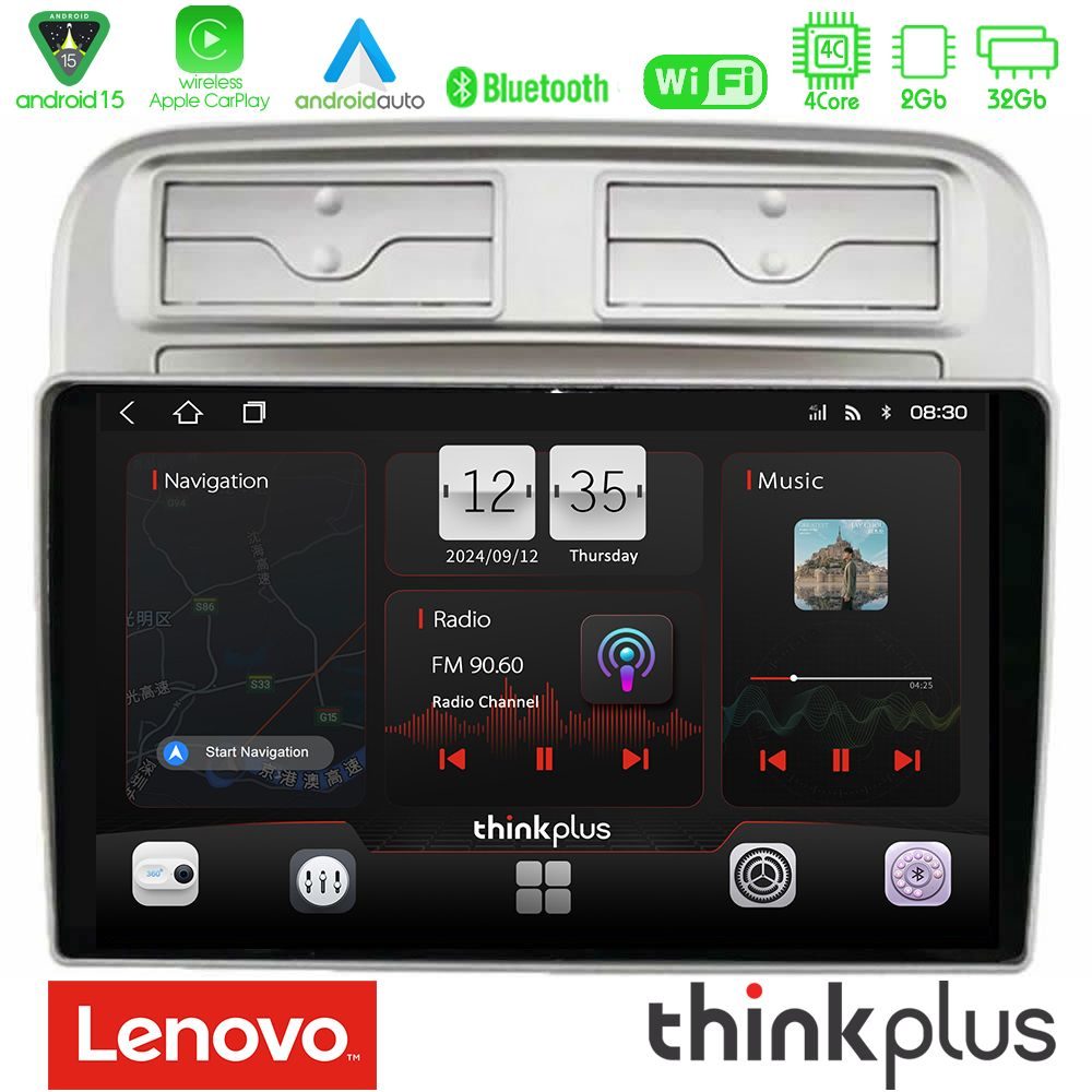 Kimpiris - Lenovo Thinkplus Series 4Core Android15 2+32GB Fiat Grande Punto 2006-2011 Navigation Multimedia Tablet 9" Με Carplay & Android Auto