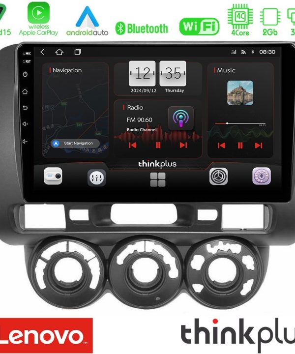 Kimpiris - Lenovo Thinkplus Series 4Core Android15 2+32GB  Honda Jazz 2002-2008 (Manual A/C) Navigation Multimedia Tablet 9" Με Carplay & Android Auto