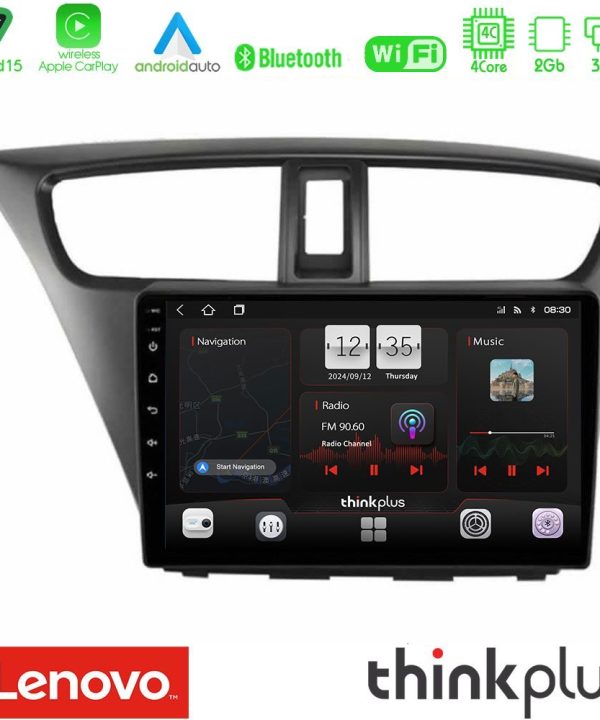 Kimpiris - Lenovo Thinkplus Series 4Core Android15 2+32GB  Honda Civic Hatchback 2012-2015 Navigation Multimedia Tablet 9" Με Carplay & Android Auto