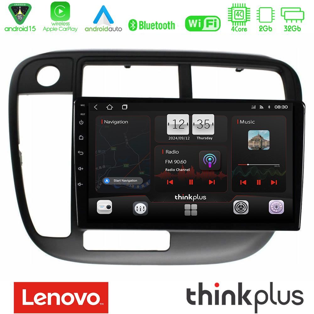 Kimpiris - Lenovo Thinkplus Series 4Core Android15 2+32GB Honda Civic 1995-2001 Navigation Multimedia Tablet 9" Με Carplay & Android Auto
